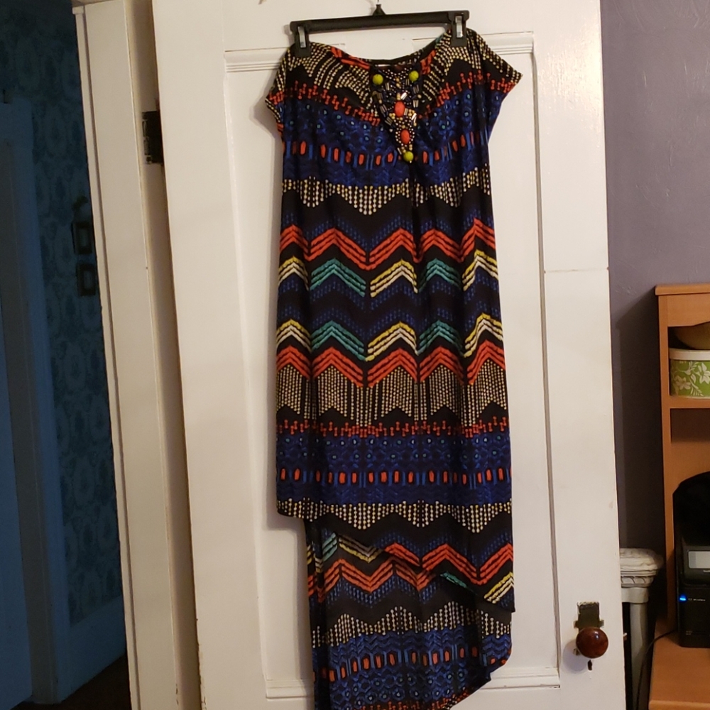 Asymmetrical Strapless Tribal Dress